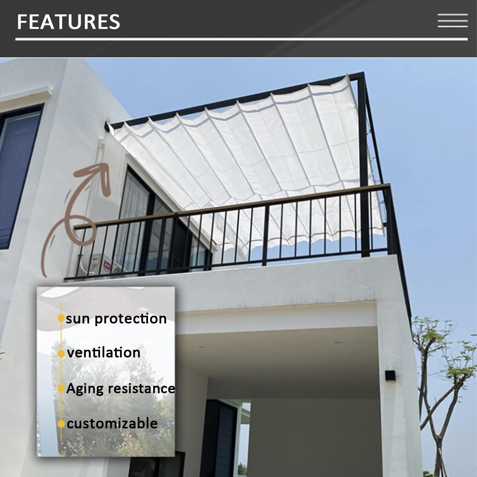 Voile D'ombrage Rectangulaire, Voile Ombrage 2 X 3m Imperméable, Protection UV Avec Coupe-Vent Respirant, Toile For Pergola Terrasse Balcon Jardin