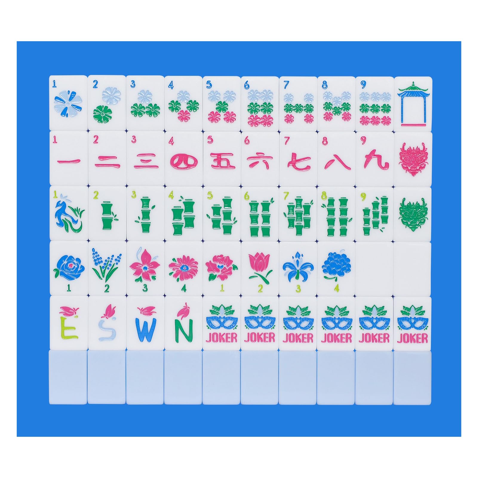 Photo 1 of Jongyance American Mahjong Tile Set(1.41”), 160 Acrylic Engraved Mahjong Tiles(Light Blue) with Carrying Bag and Accessories