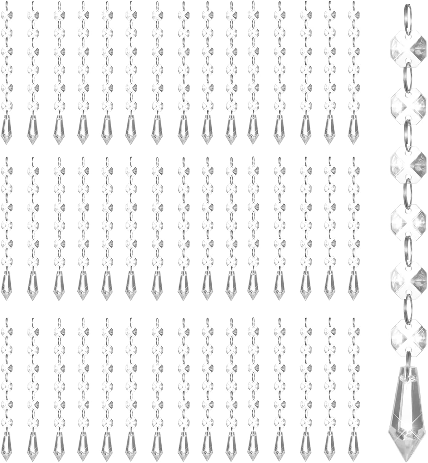 100 Pcs Acrylic Hanging Crystals for Centerpieces Chandelier Clear Crystal Garland Strands Ornament Acrylic Clear Beads Prisms Pendant for Christmas Tree Window Home Decoration(Icicle)