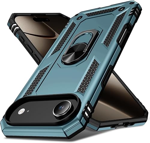 Vista 8 de Korecase Compatible con iPhone 11 Funda Resistente de 2 Capas Cuerpo Completo a Prueba de Golpes con Soporte de Anillo de Metal Rojo