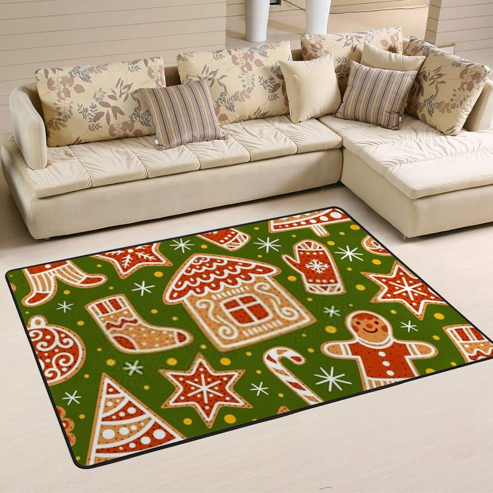 Tapis de Noël pain d'épices vert grand format pour protéger le sol du sapin