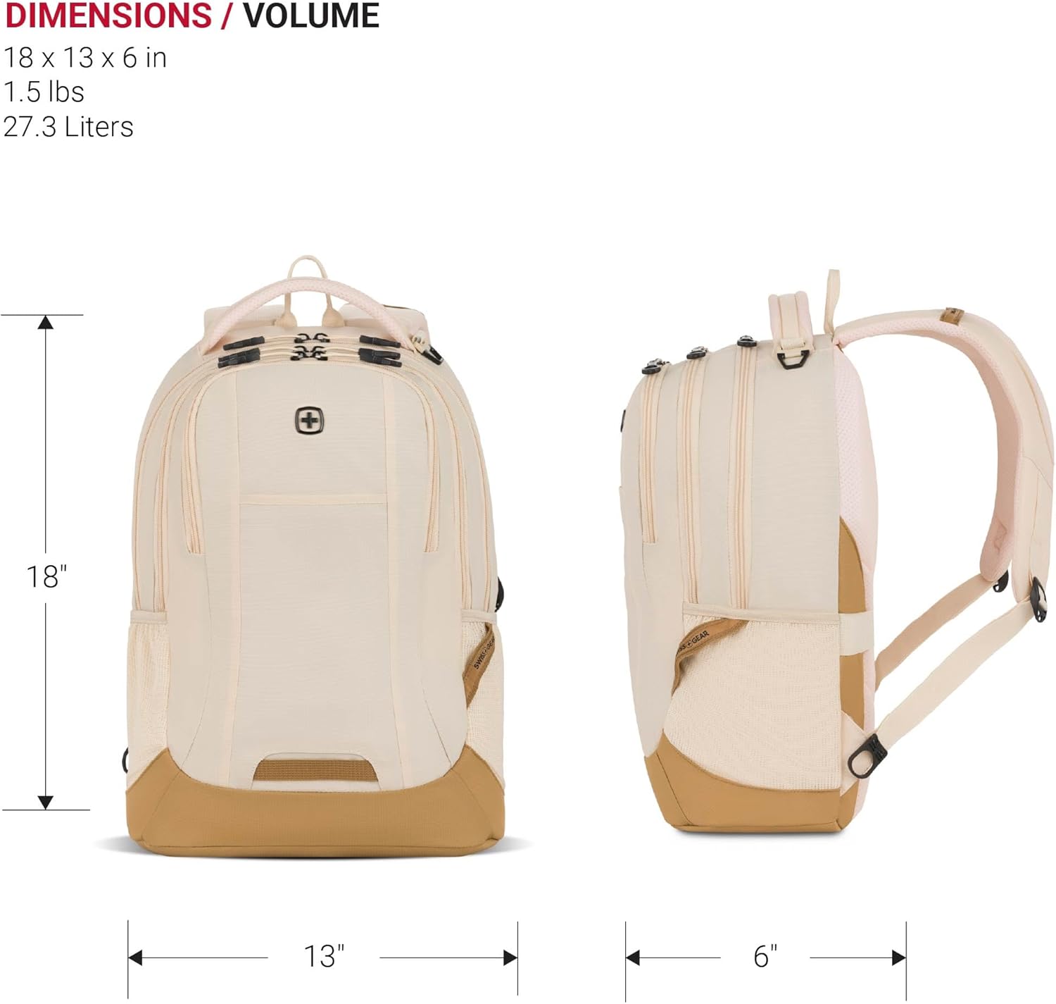 SwissGear Cecil 5505 Laptop Backpack, Cream/Warm Sand, 18-Inch - Image 5