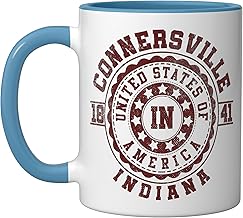 Connersville IN | Indiana | Vintage City Apparels Ceramic Mug, Blue/White