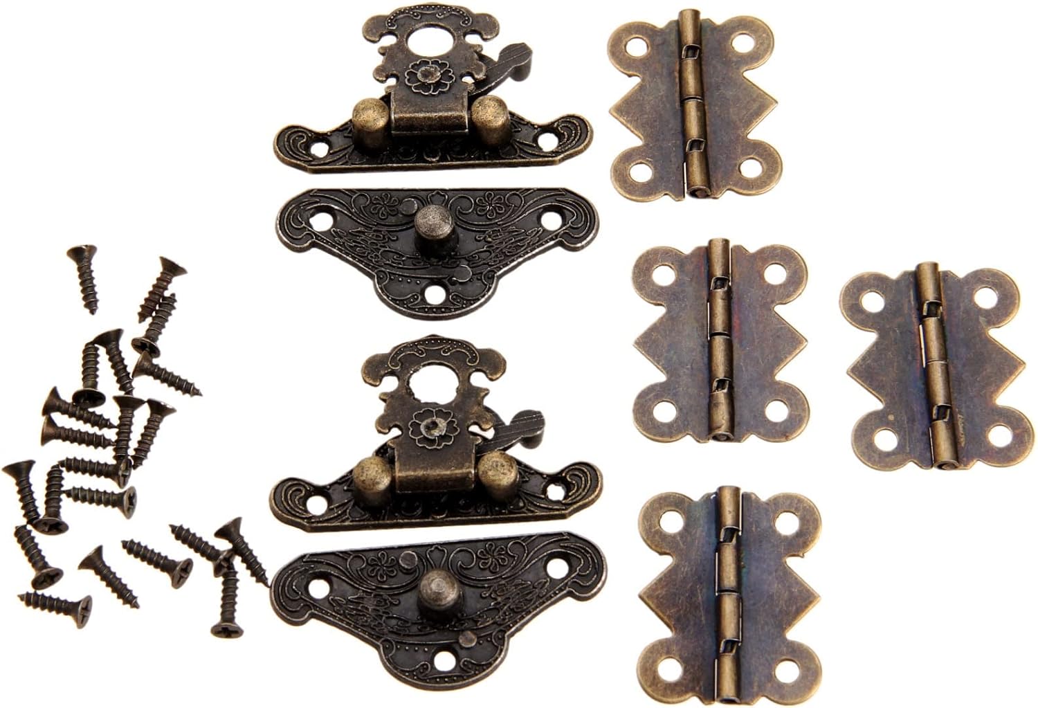 6ピース/セットアンティークブロンズジュエリー木箱ケーストグルハッピーラッチ橋橋の家具アクセサリーアイアンビンテージハードウェア