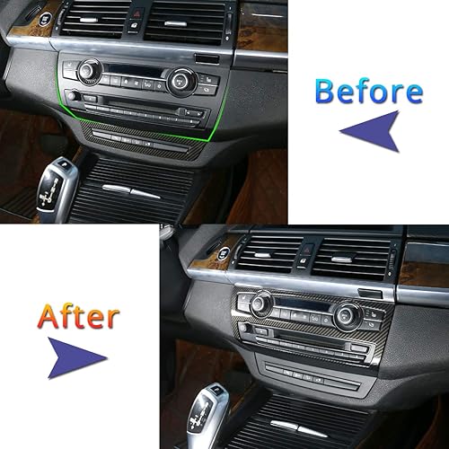 Miniatura 2 de Mando de plástico ABS para coche, aire acondicionado y volumen, marco para BMW X5 X6 E70 E71 2008-2013 (fibra de carbono)