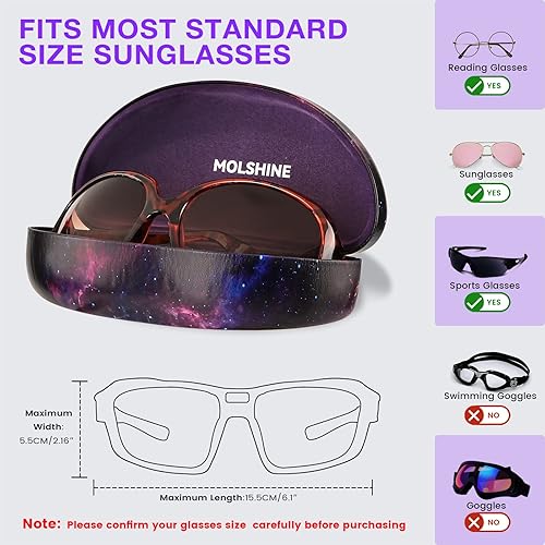 Miniatura 3 de molshine Estuche rígido para lentes de sol, estuche grande para lentes de sol de gran tamaño para mujeres y hombres