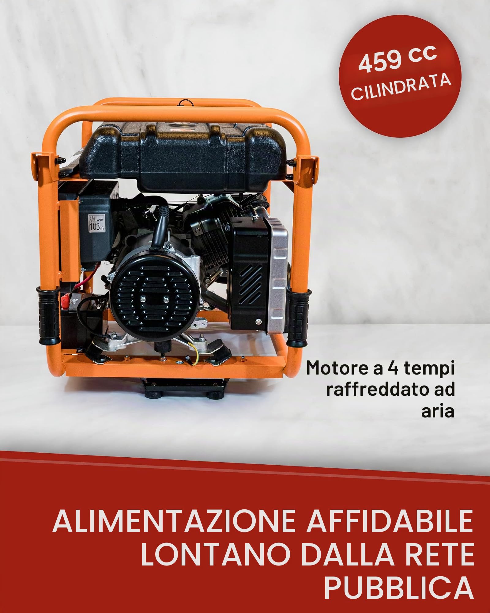KnappWulf KW8300, generatore di corrente per emergenze, a benzina, 3 fasi, 230 V + 400 V.
