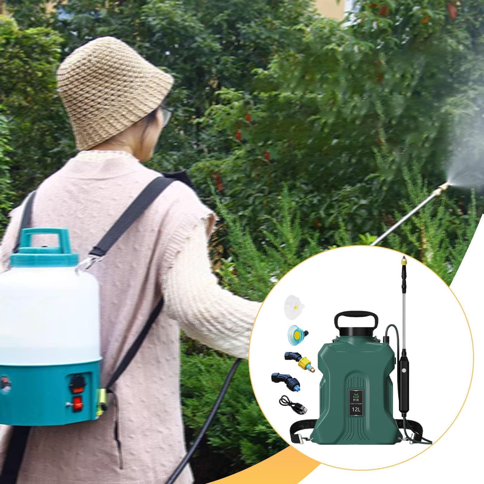 Pulverizador Eléctrico de Agua para Jardín, 12 L, Profesional Y con Lanza Retráctil para Regar Huertos, Verde