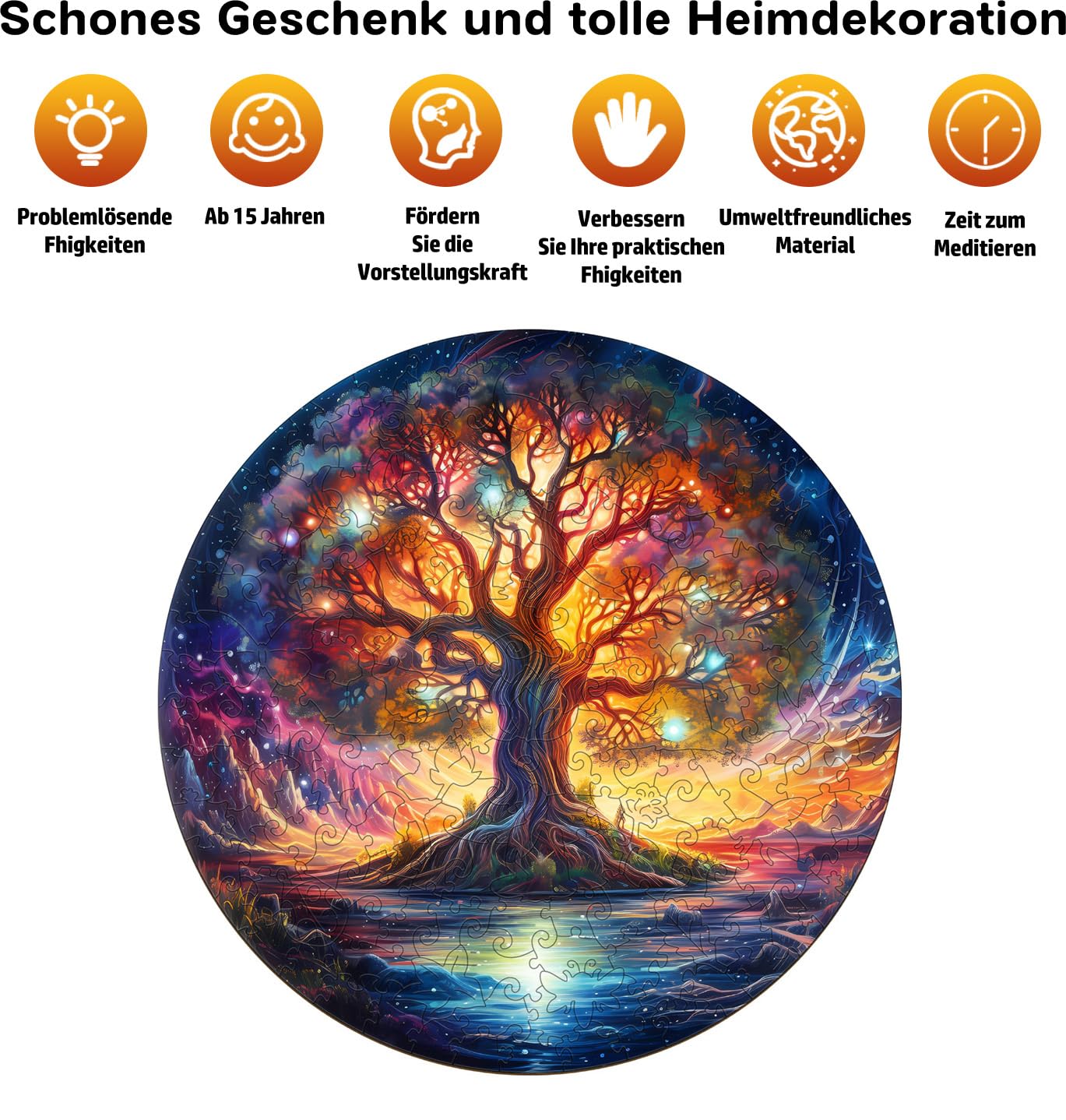 Jigfoxy Puzzle in legno per adulti, albero della vita, puzzle in legno, puzzle per adulti, giocattolo educativo unico a forma di animale, per amici della famiglia, L-34,5 x 34,5 cm, 300 pezzi
