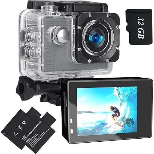 Xilecam Action Camera 1080P WiFi Sports Camera 4xZoom Action Camera 40m/131ft Underwater Waterproof with 2 X1050 mAh Batteries and Multi-Function Accessory (X2P)