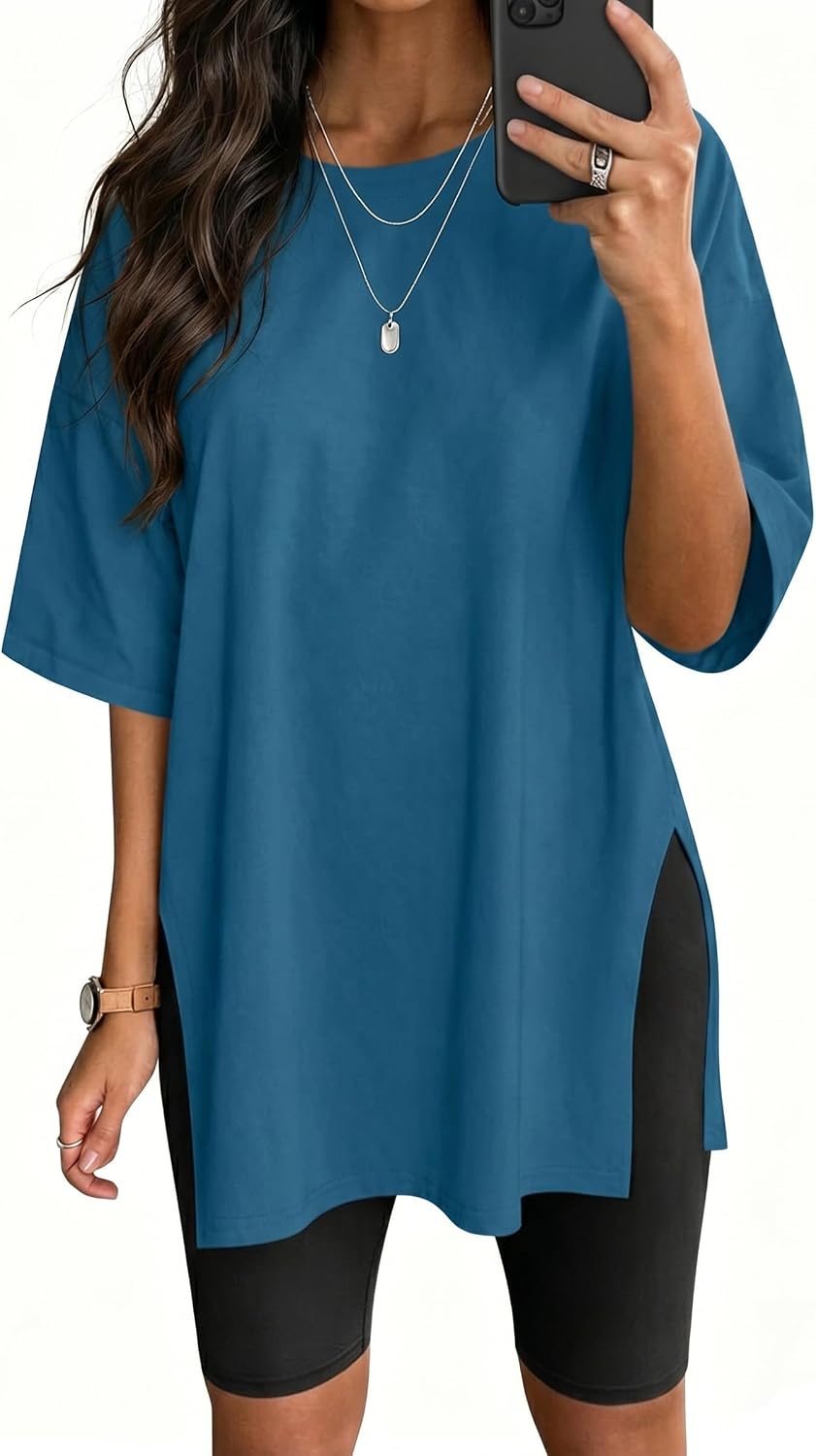 VNIRA Women’s Summer Casual Short Sleeve Oversize Workout T-Shirt Tee Tops