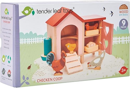 Miniatura 3 de Tender Leaf Toys - Gallinheiro - 9 piezas de juguetes de animales de granja en miniatura, accesorios de casa de muñecas para juego de simulación