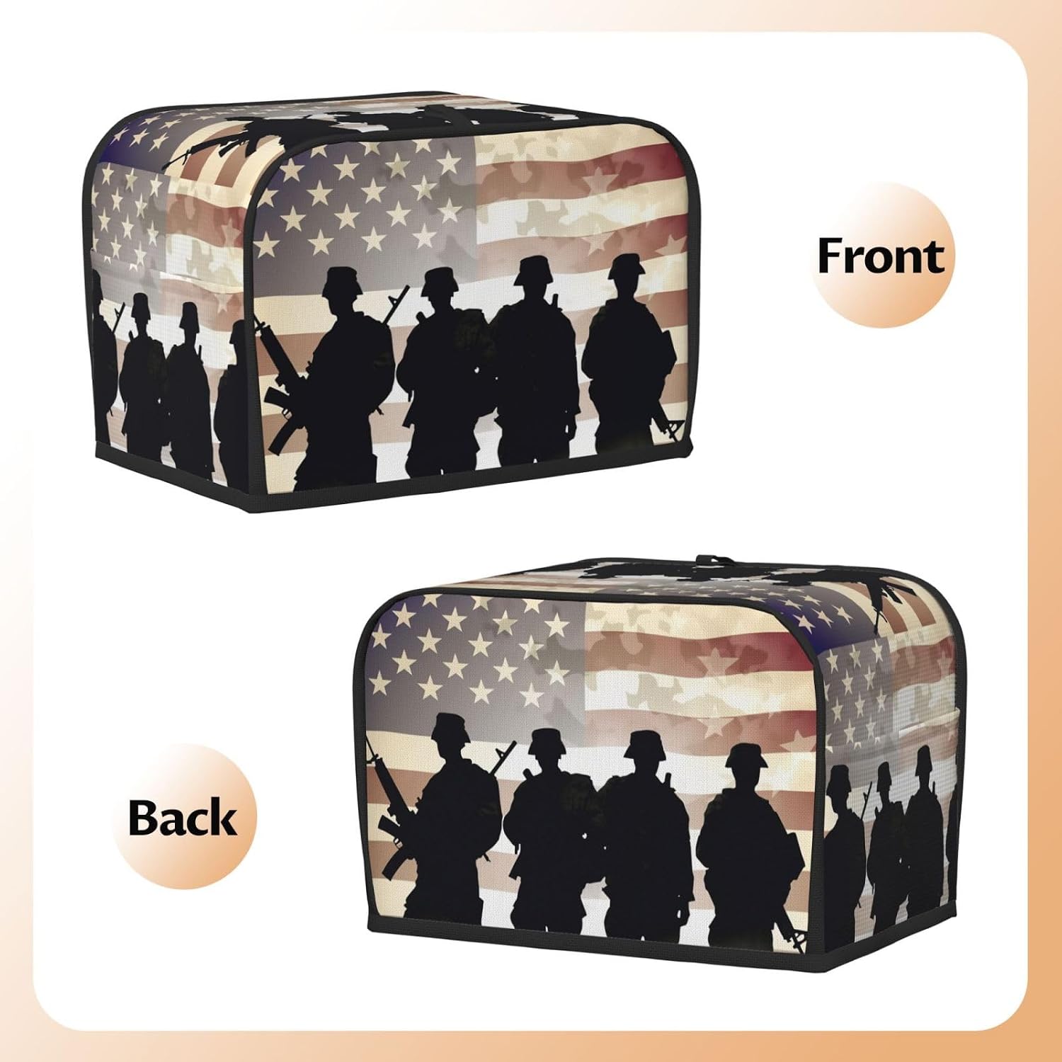 2 Slice Toaster Cover with Pockets & Top Handle Small Bread Maker Covers Armed Forces Day American Kitchen Small Appliance Cover Washable Universal Oven Covers