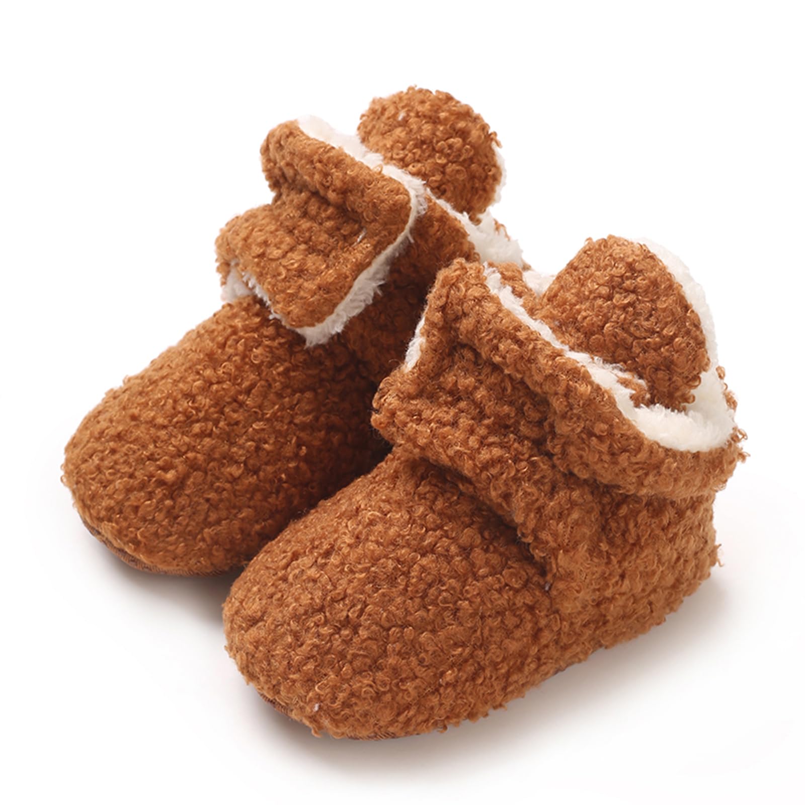 TMEOG Krabbelschuhe Baby Winterschuh Outdoor Fleece Boots Rutschfest Warme Booties Stiefel Gefütterte Neugeborene Walk Schuhe für Mädchen Jungen 0-18 Monate