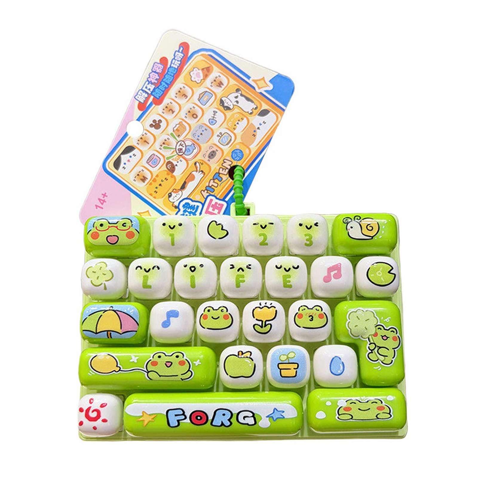 Fidget Keyboard Toy, 26 Keys Silent Tactile Decompression Button Toy, Portable Stress Relief for Office & Study (Frog)