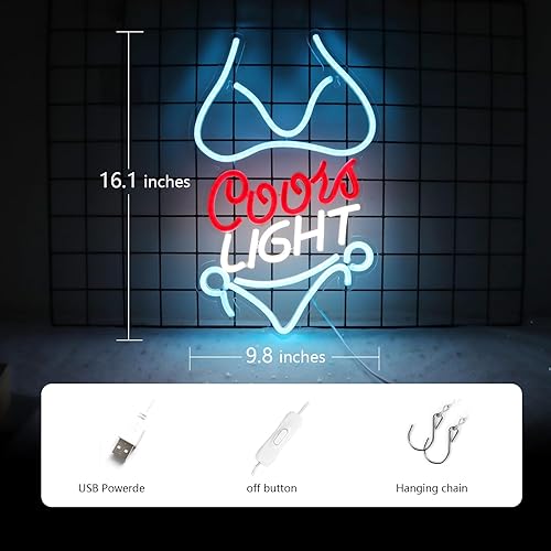 Miniatura 3 de JFLLamp Bikini Crs Light - Letreros de neón para decoración de pared, luces de neón para negocios, adecuados para hombre, cueva, restaurante,