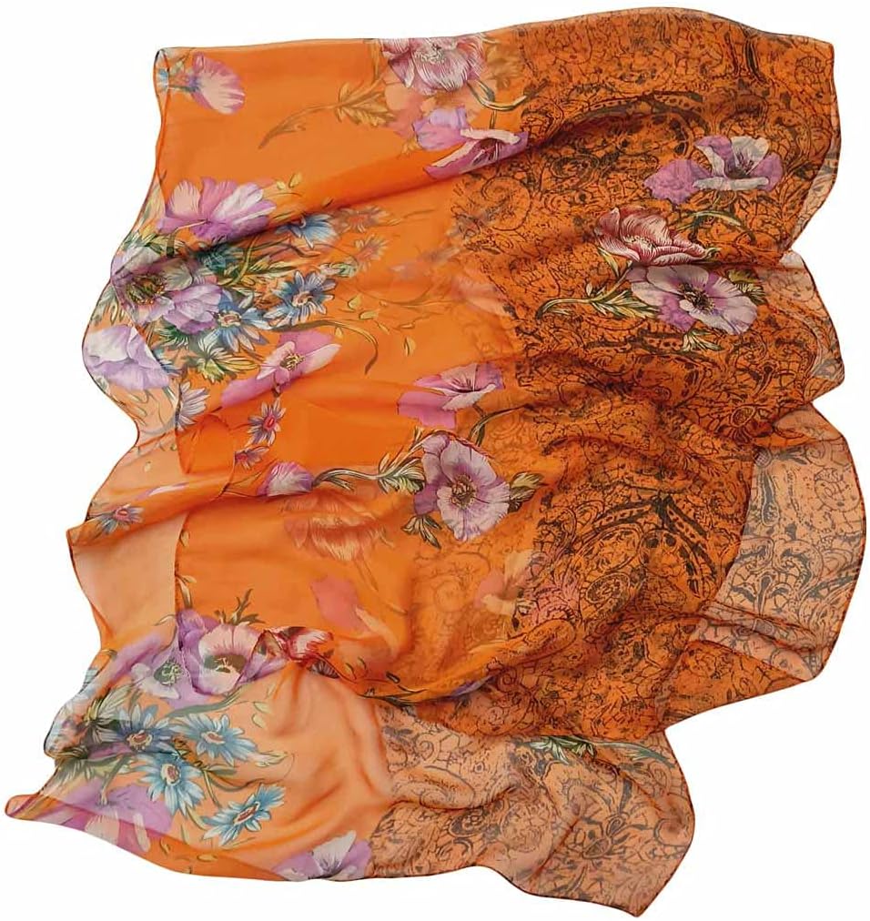 Pokeedioty Scarfs for Women Lightweight Fashion Floral Pattern Sheer Scarfs Shawl Wrap Scarves - Image 2