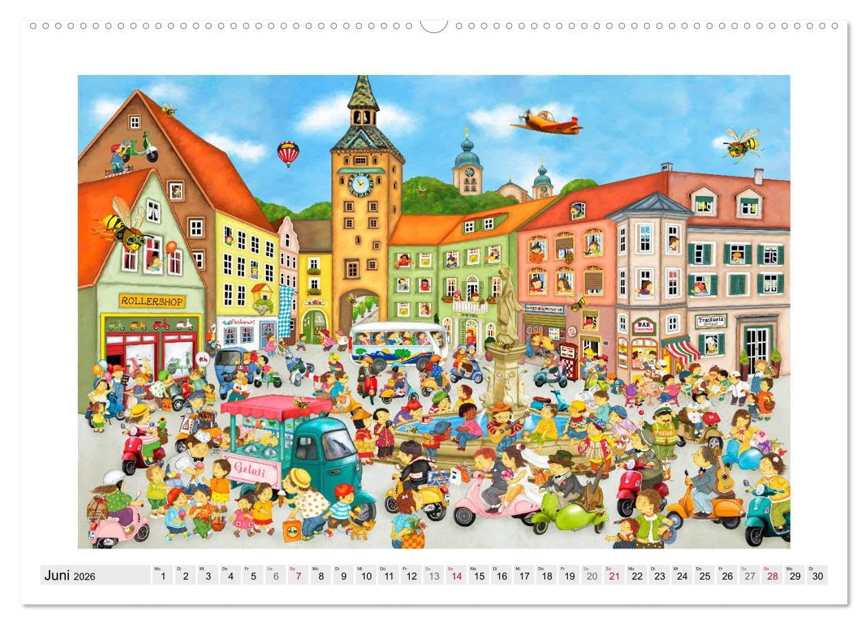 Meine kleine Wimmelwelt (hochwertiger Premium Wandkalender 2026 DIN A2 quer), Kunstdruck in Hochglanz: Lustige Wimmelbilder für Kinder (CALVENDO Spass)