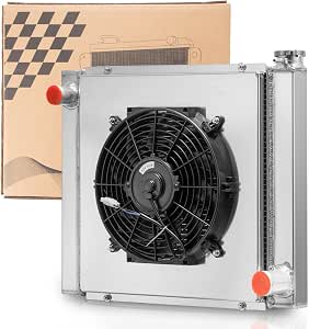 Universal Radiator with Fan 22'' Wide X 19'' Compatible with Chevy GM SBC BBC Engine Performance Cooling Aluminum Radiators Crossflow Style (2 Row)