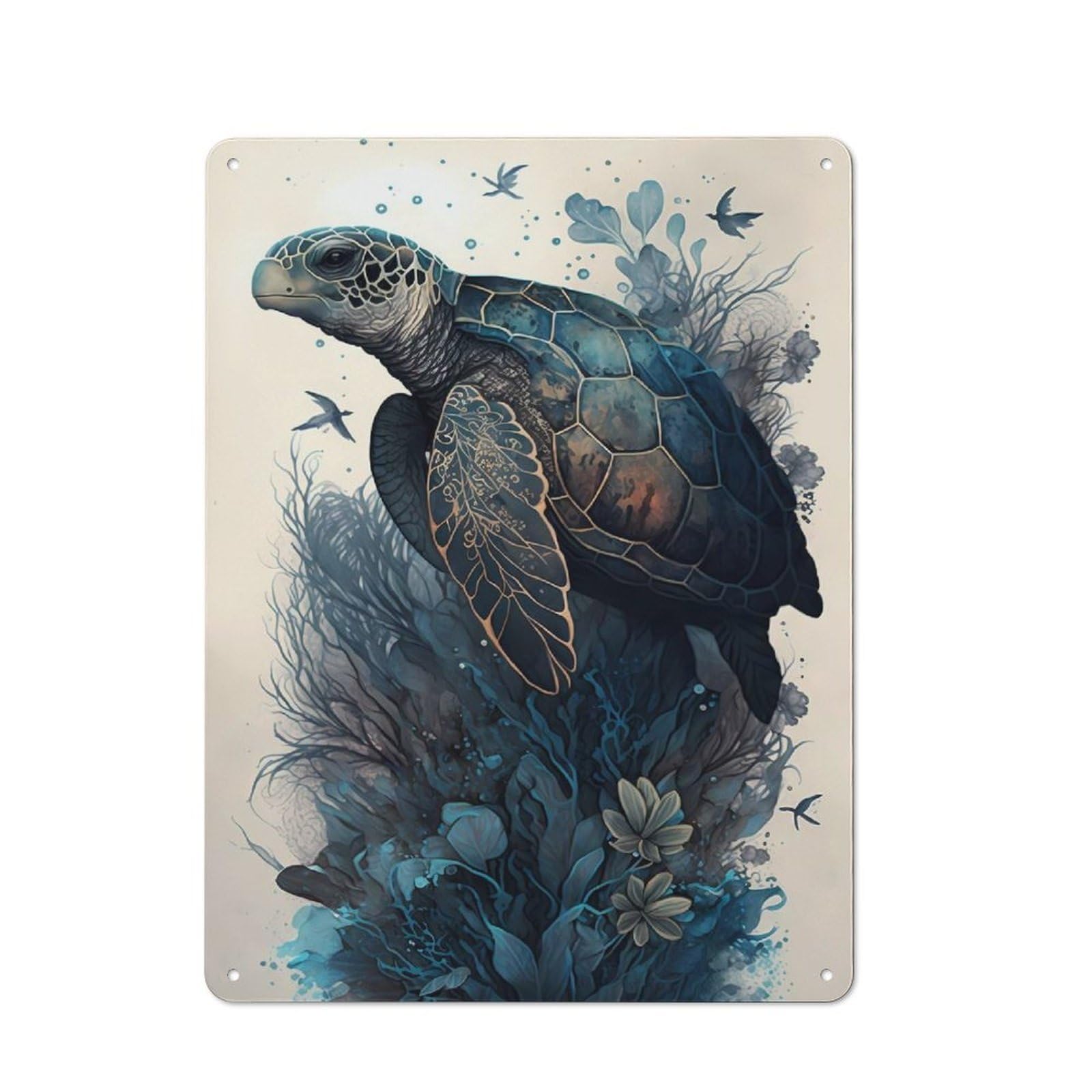 Turtle Mythical Rustic Tin Sign 40x30cm for Café Or Home Bar, Suited to Hospitality Decor Collectors