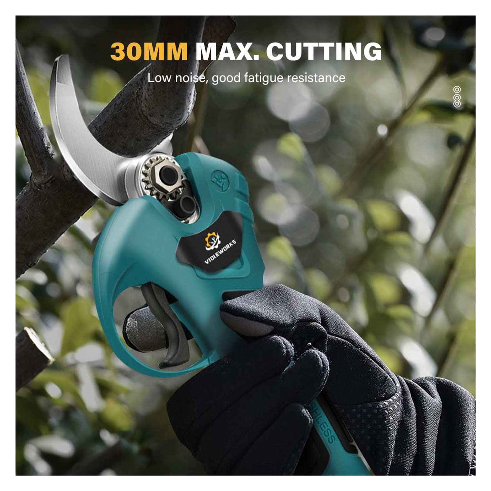 Tijeras de podar eléctricas, Tijeras eléctricas recargables inalámbricas sin escobillas de 30mm, tijeras podar, herramienta jardín árboles, poda ramas for batería(No battery)