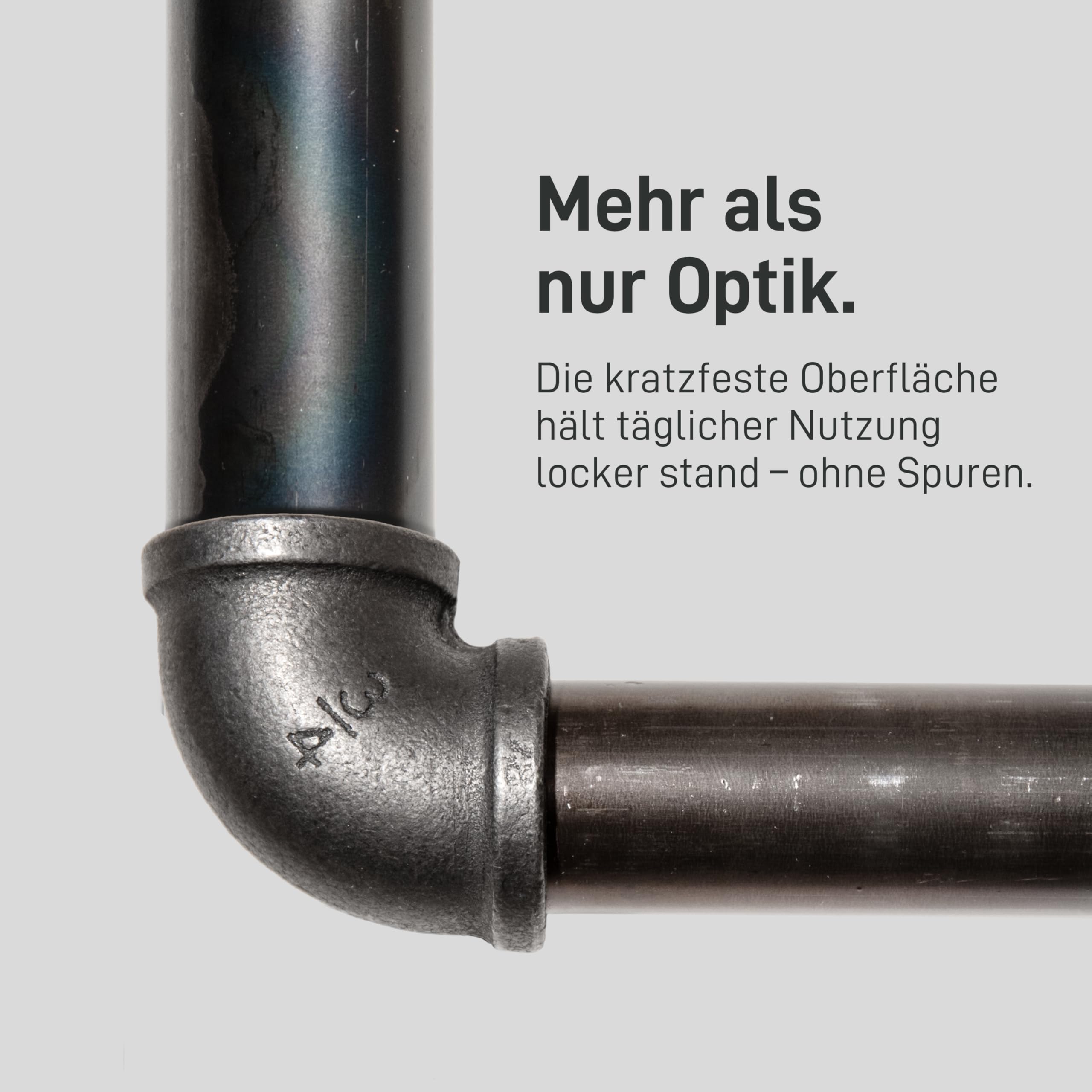 Natural Goods Berlin Kleider-Stange Pipe GARD Wall | Einfache Wand-Montage | Garderoben-Stange im Industrial Design | Kleider-Stangen aus Metall | DIY-Garderobe Temperguss | T6cm * B40cm