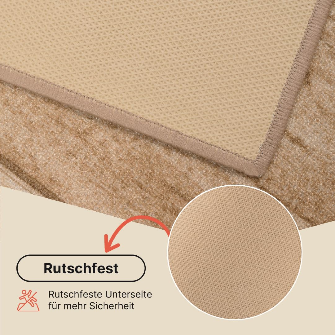 TAPISO Anti Rutsch Teppich Läufer rutschfest Brücke Meterware Modern Braun Meliert Streifen Design Flur Küche Wohnzimmer Diele 100 x 1500 cm – Ansicht 6