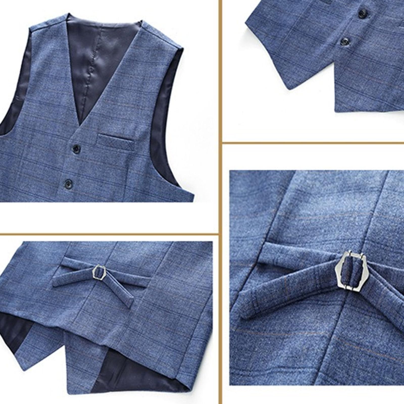 Męski strój biznesowy w kratę 3-częściowa sukienka slim fit smoking vintage w kratkę garnitur na ślub studniówkę imprezę do biura