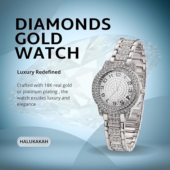 HALUKAKAH Diamonds Watch for Boys Kids - 32MM Arabic Numerals Round Dial