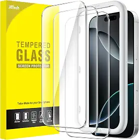 JETech Película de Vidro Temperado para iPhone 16 Pro 6,3 Polegadas, Protetor de Tela com Ferramenta de Fácil de Instalar, Amigável ao Caso, HD Transparente, Pacote com 3