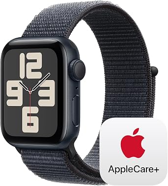 Apple Watch SE 2nd Gen [GPS 40mm] Smartwatch with Midnight Aluminium Case with Ink Sport Loop One Size. Fitness and Sleep Trackers, Crash Detection, Heart Rate Monitor, Carbon Neutral