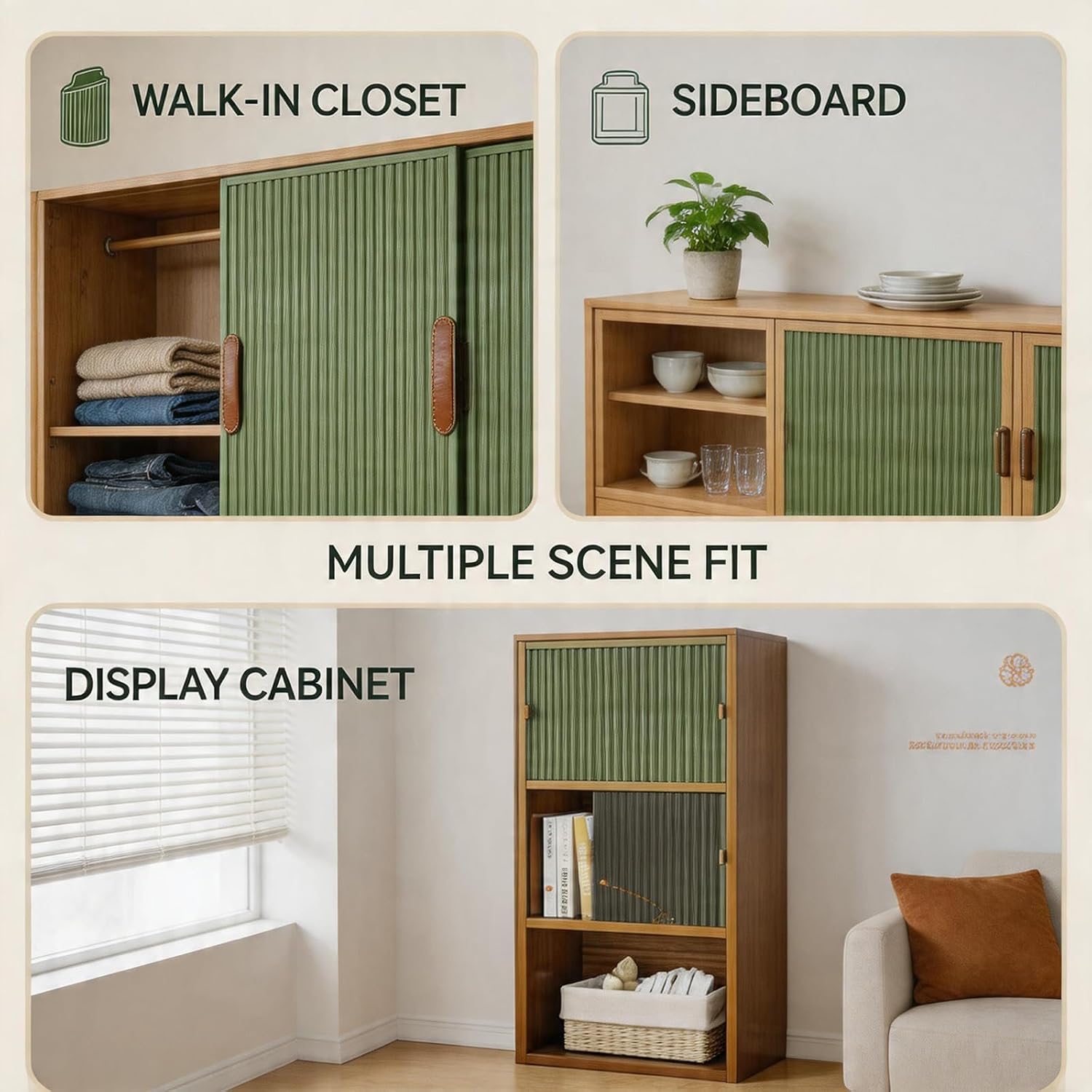 Magnetic Cabinet Curtain, No-Drill Honeycomb Folding Privacy Curtain for Closet, Vertical Texture Under Sink Skirt for Kitchen, Bedroom & Bookshelf(Gray,110x35cm/43.3x13.8)