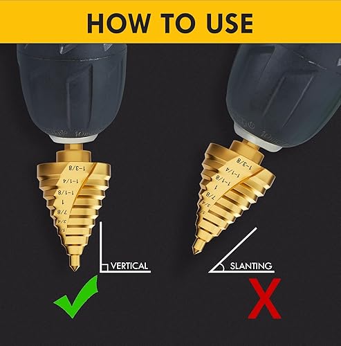 Miniatura 5 de Juego de brocas escalonadas, 316" a 1-38", vástago hexagonal de 38" de acero de alta velocidad para acero inoxidable, metal, aluminio, cobre,