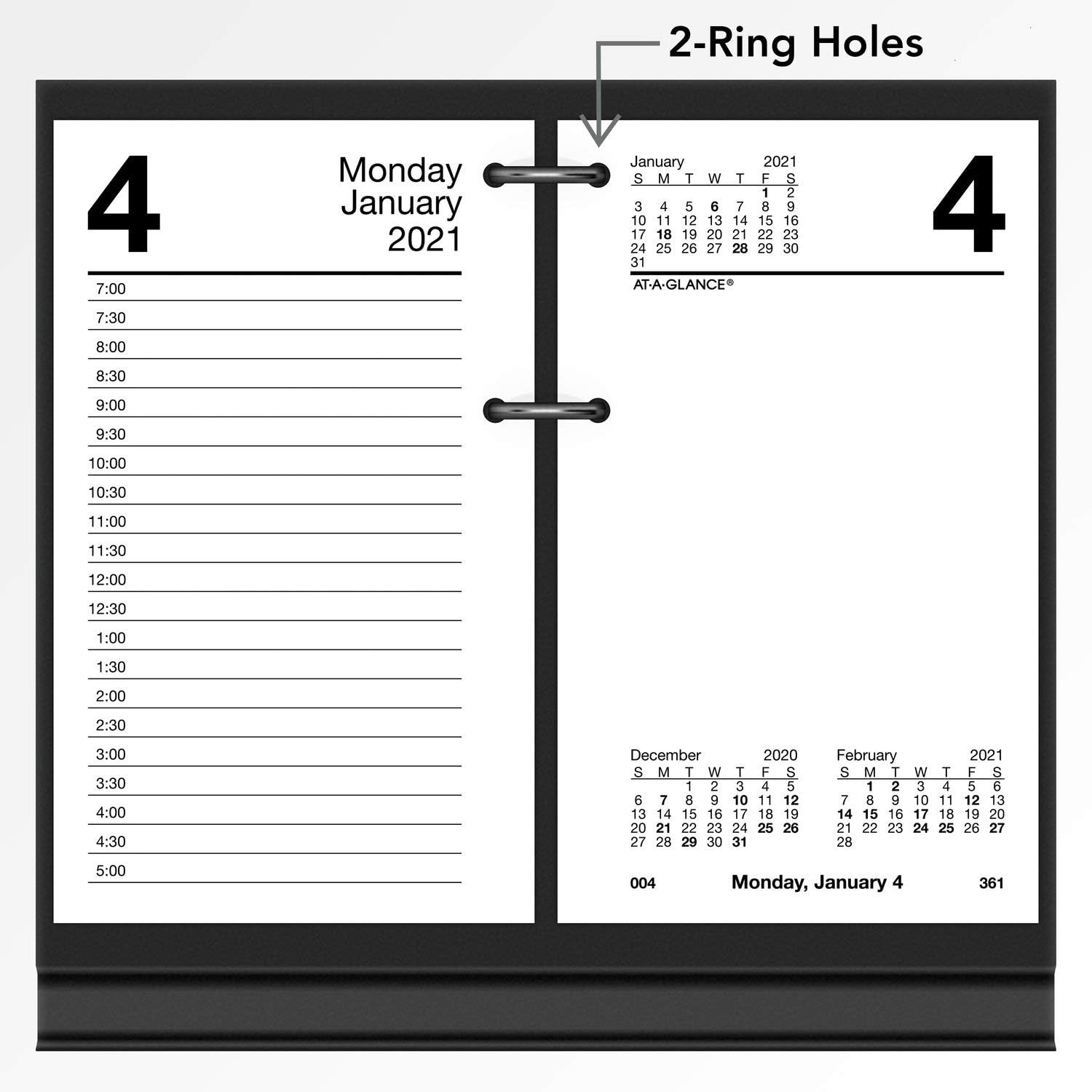 2021 Daily Desk Calendar Refill by AT-A-GLANCE, 3-1/2" x 6", Loose-Leaf (E7175021) : Office Products