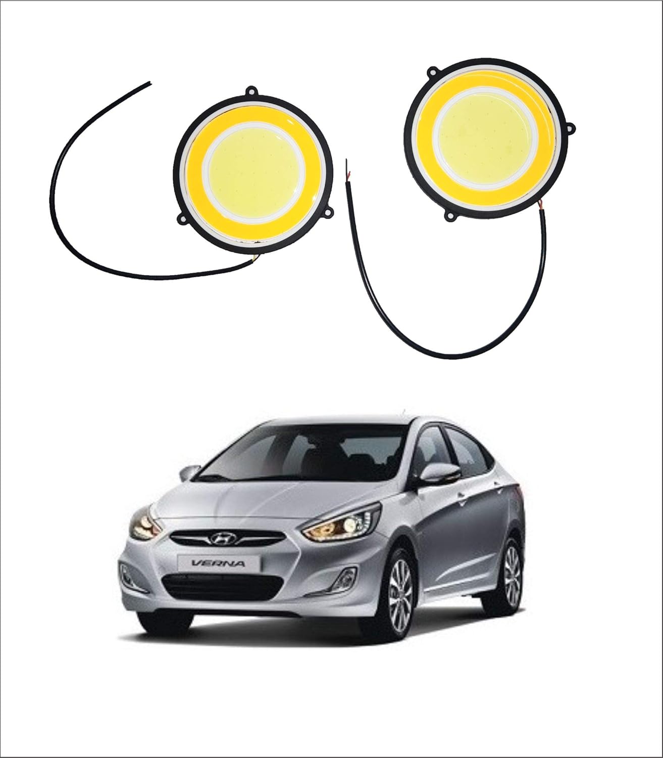 Trigcars COB Car Fog LED DRL Lights with Turn Indicator Signal Double