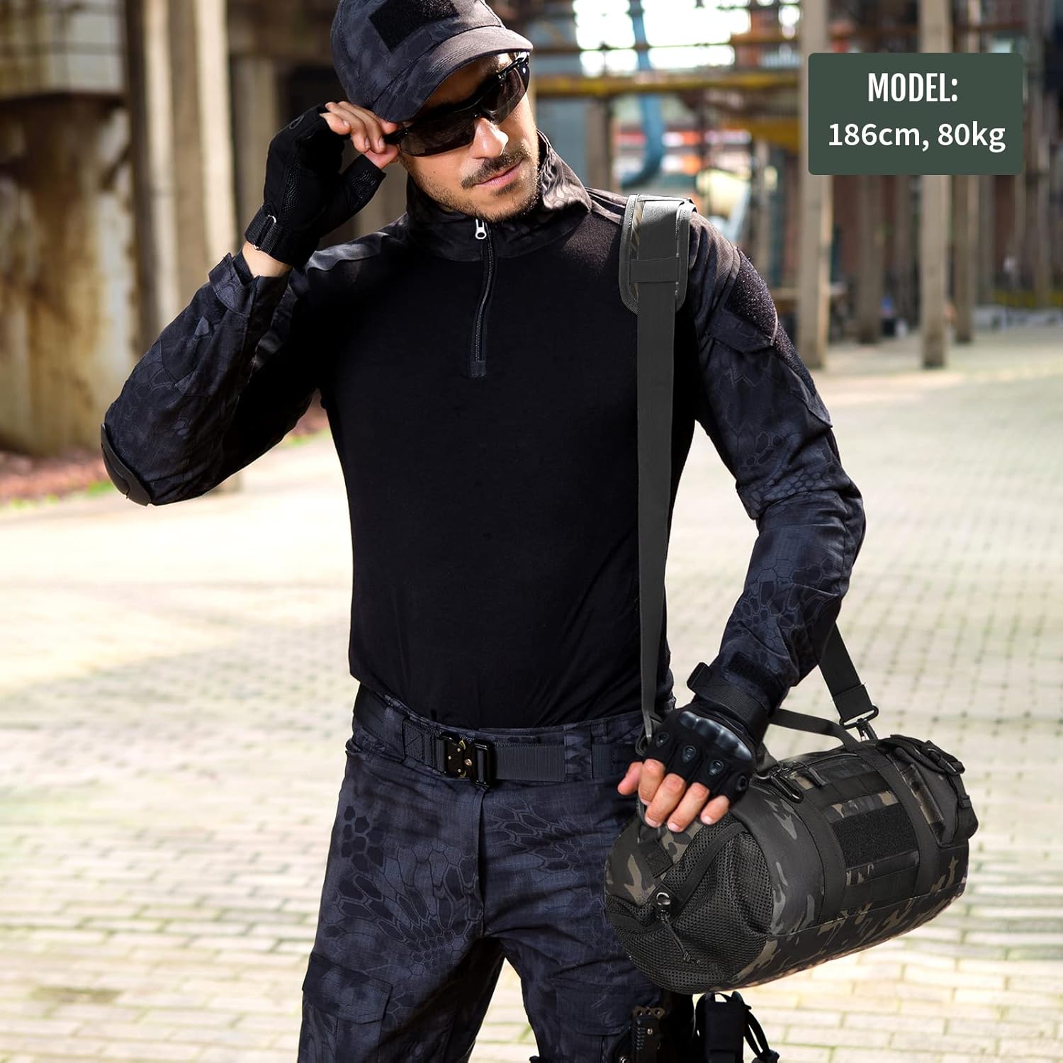 Huntvp Small Tactical Duffle Bag MOLLE Handbag Gear Military Travel Carry On Shoulder Bag Small Valise