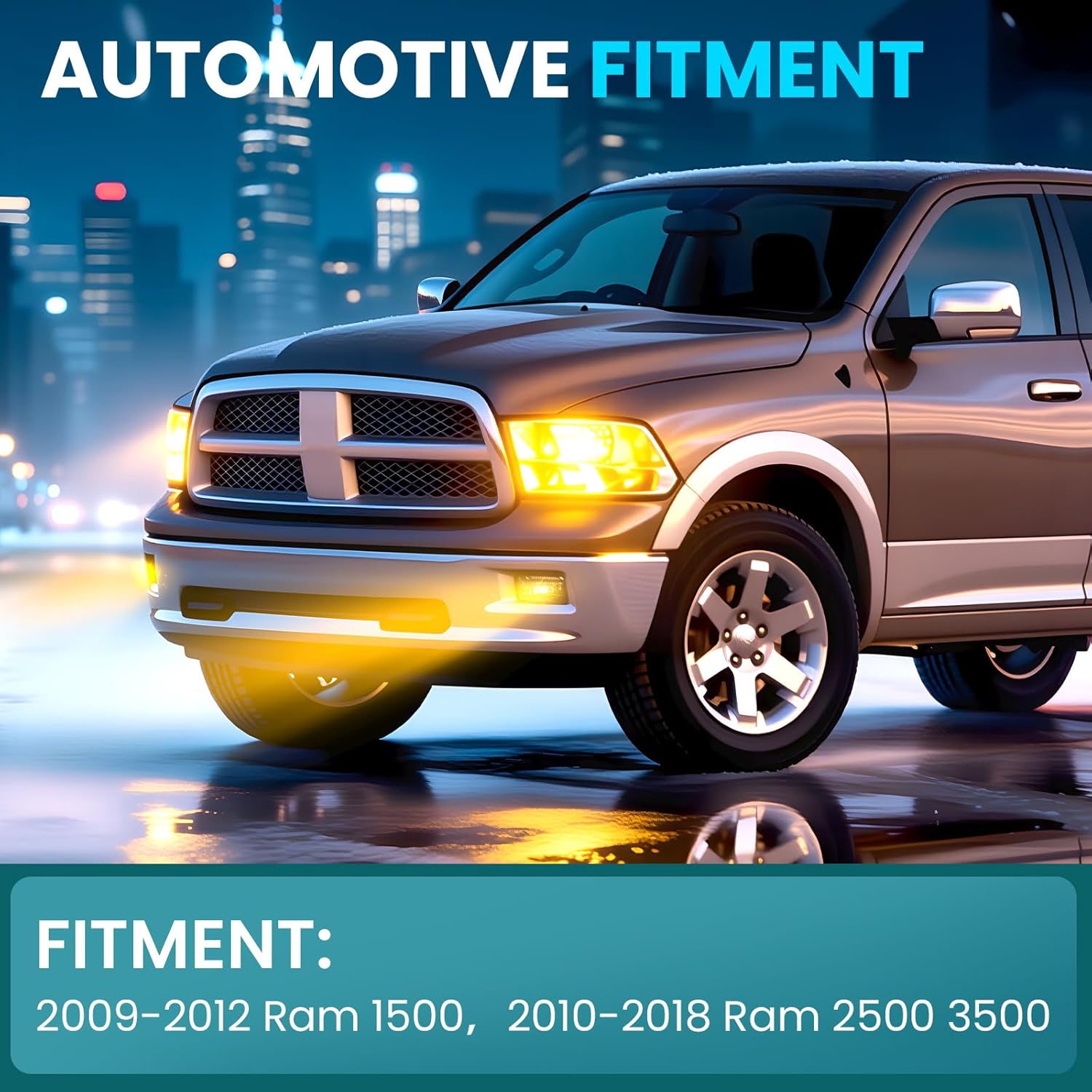 LED Fog Lights Compatible with 2009-2018 Dodge Ram 1500 2500 3500 Fog Lamps Front Bumper Lights Amber Lens 1 Pair of LED Fog Lights