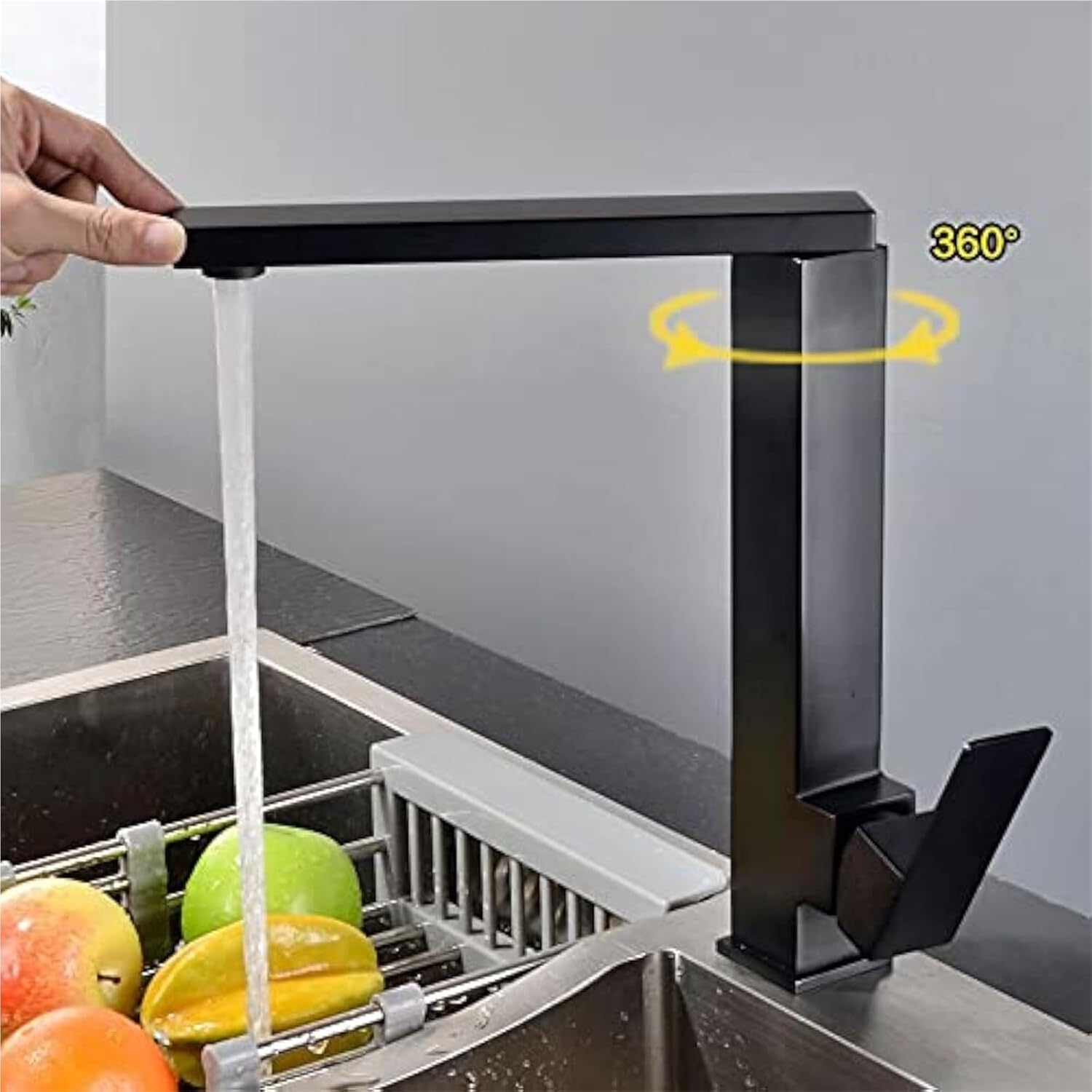 Faucet 304 Stainless Steel Single Handle Kitchen Faucet for Farmhouse Sink Rotation Commercial Bar Mixer Tap(Black) Faucet