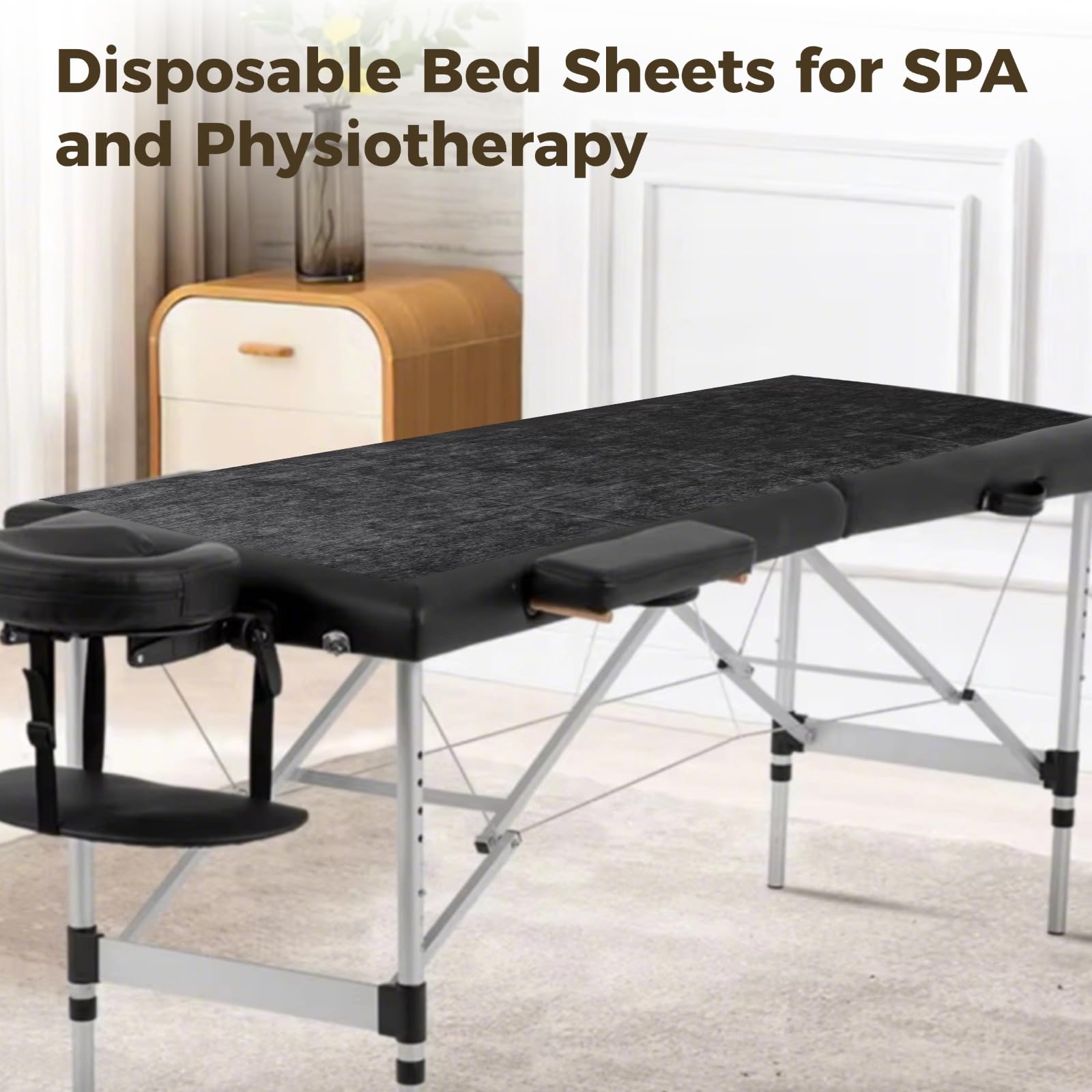 100 sábanas desechables, fundas no tejidas de polipropileno negro para camas de pestañas y mesas de masaje, diseño impermeable, 31 x 71 pulgadas