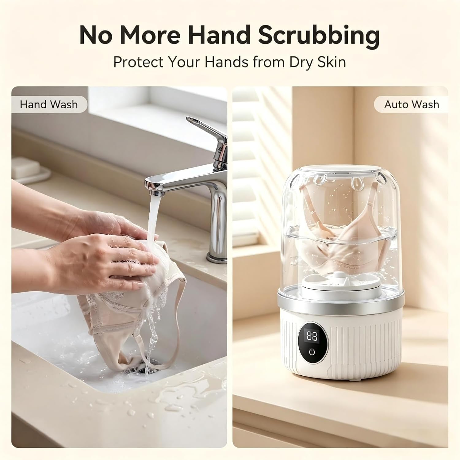Upgraded 1.5L Mini Underwear Washing Machine, Wireless Small Portable Washing Machine, Mini Washer for Underwear Mini Laundry Machine for Travel Dorm RV Apartment Hotel White
