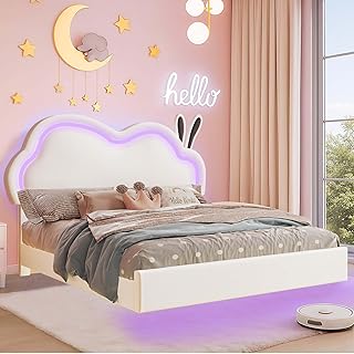 Jocisland Queen Size Floating Bed Frame for Teens & Young Women – Faux...