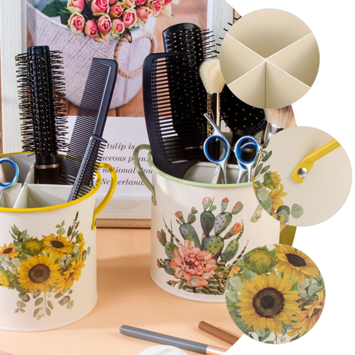 Soporte con para Almacenamiento Cepillos y de Dientes Compartimentos para Peines y Cosméticos Diseño Compacto para Organizar Accesorios de Baño
