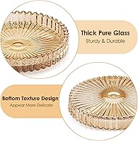 Vista 4 de Modern Clear Coaster Set of 5- Glass Coasters for Drinks Crystal Coasters Round Cup Coasters Coffee Table Decor for Office, Kitchen, Bar, Dining