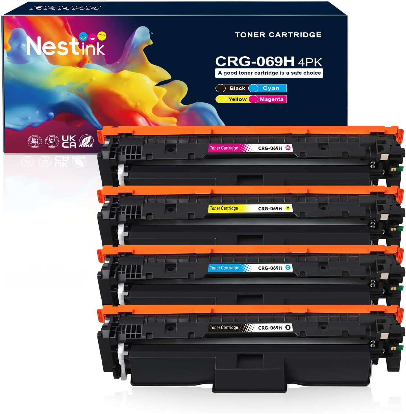 Compatible CRG-069H 069 Toner Cartridge Set Replacement for Canon 069 069H with CHIP for imageCLASS MF751Cdw LBP674Cdw LBP673Cdw MF753Cdw Printer (B/C/M/Y, 4-Pack)