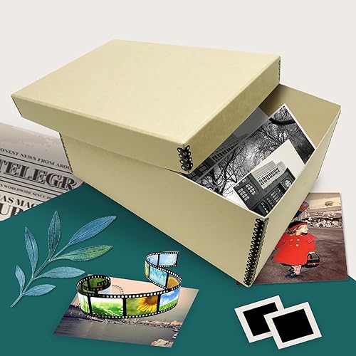 Miniatura 7 de Golden State Art, Cajas de almacenamiento para fotos de archivo, caja de conservación de tarjetas sin ácidos con tapa extraíble, para almacenar
