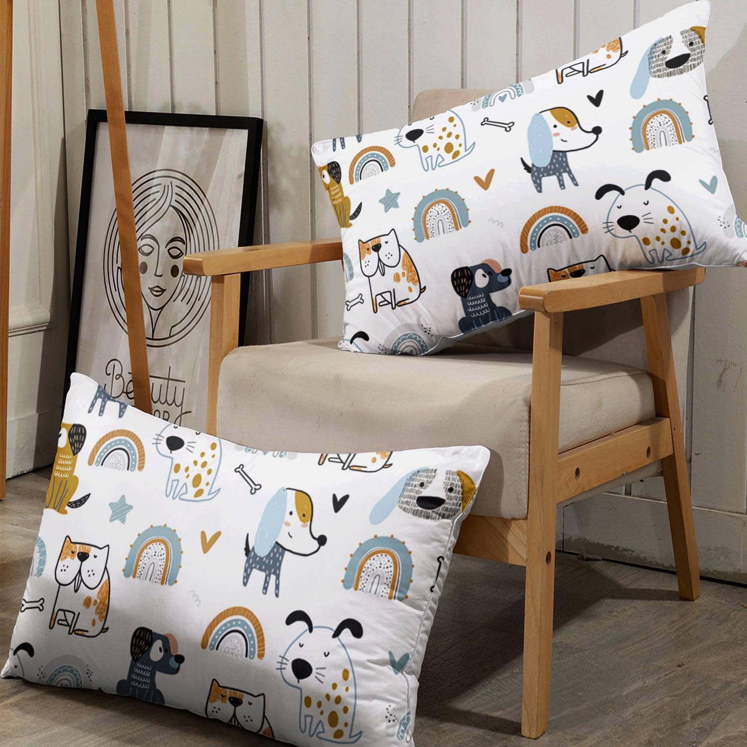 Cute Puppies Sheets Set 4Pcs for Kids,Cute Puppies Printed Sheet Set with 1 Flat Sheet and 1 Fitted Sheet + 2 Pillowcases(Cute Puppies Full) image 5
