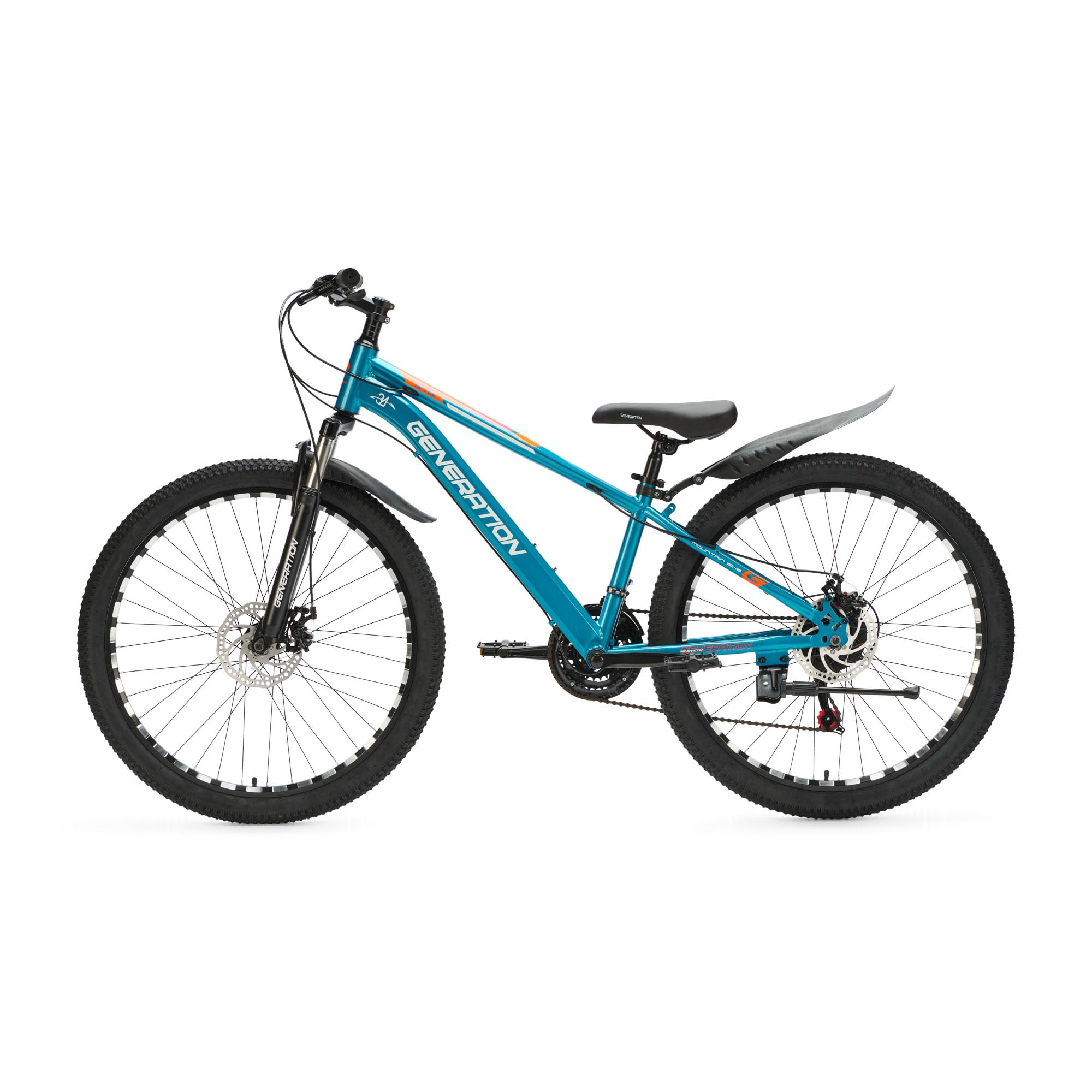 Generation M-760 Mountainbike 26 Zoll - Kinderfahrrad mit Schutzblechen - Scheibenbremsen - 21 Gänge - Hellblau