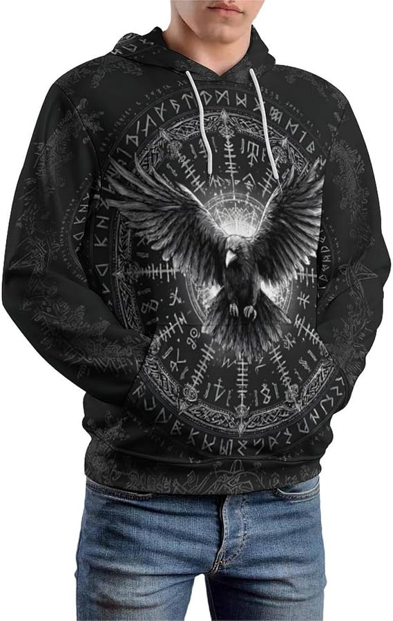 Men's 3D Digital Print Viking Tattoo Hoodie Hoodies Pullover Sweatshirt Plus Size S-5XL