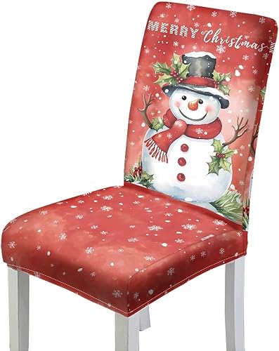 Miniatura 2 de Rnyleeg Juego de 1 fundas de asiento de Feliz Navidad para sillas de comedor, fundas elásticas suaves y cómodas para sillas de comedor con estampado