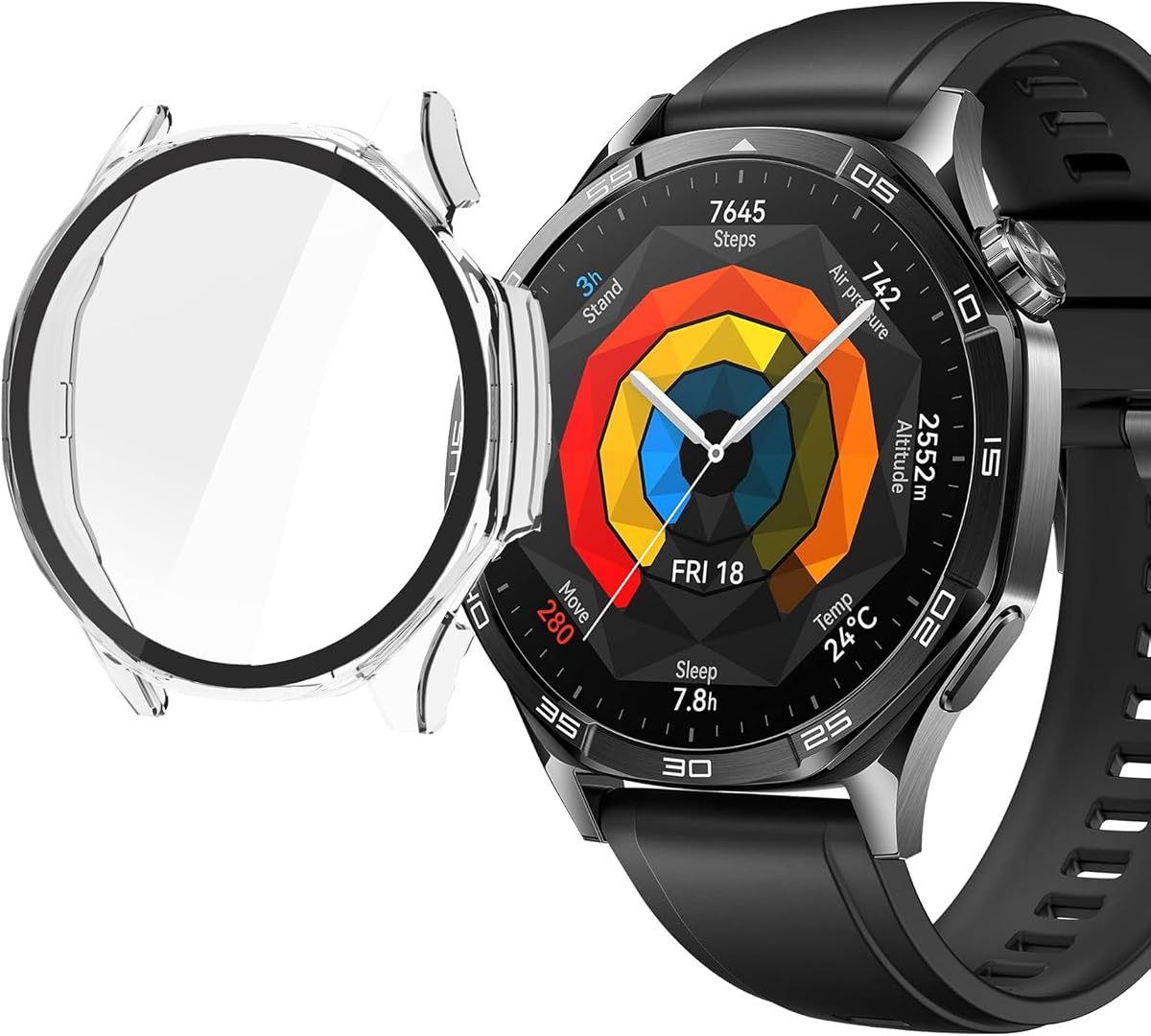 Compatible with Huawei Watch GT 5 Smart Watch Case,Lamshaw Hard PC Case with Screen Protector Compatible with Huawei Watch GT 5 46mm / 41mm Smart Watch [NOT GT 5 PRO] (Clear, GT5-46mm)